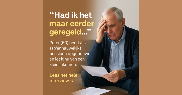 Voormalig zzp’er kijkt bezorgd naar pensioenoverzicht – voorbeeld van te weinig pensioen zzp.